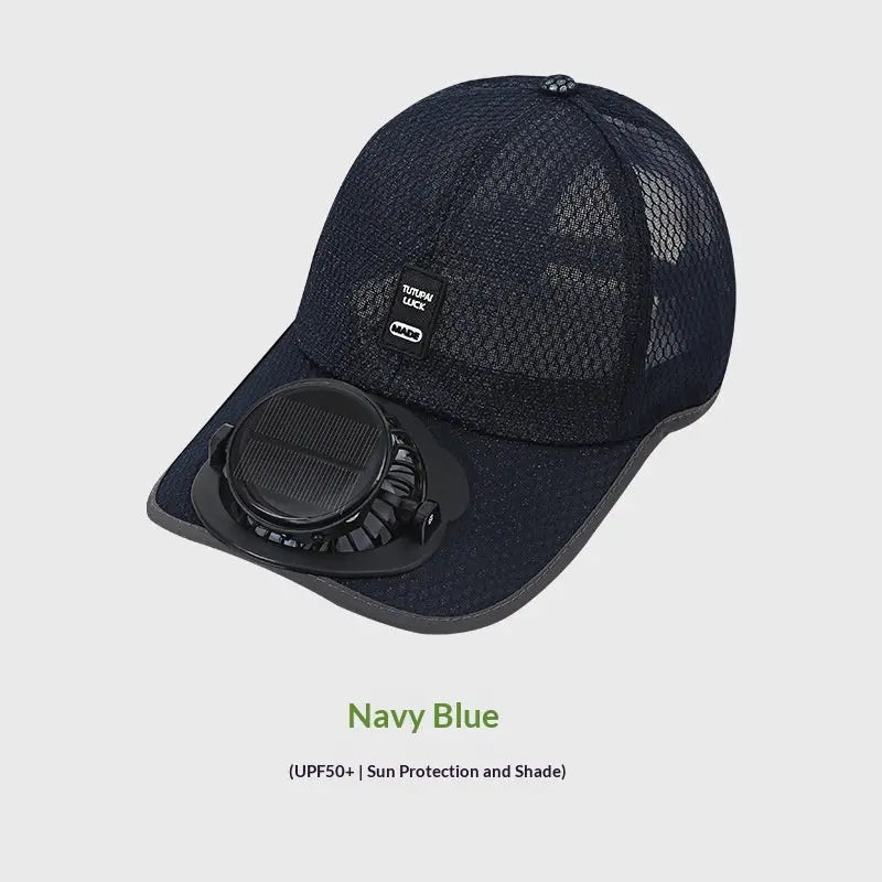 Solar fan hat in navy blue cooling mesh cap VoidSetups